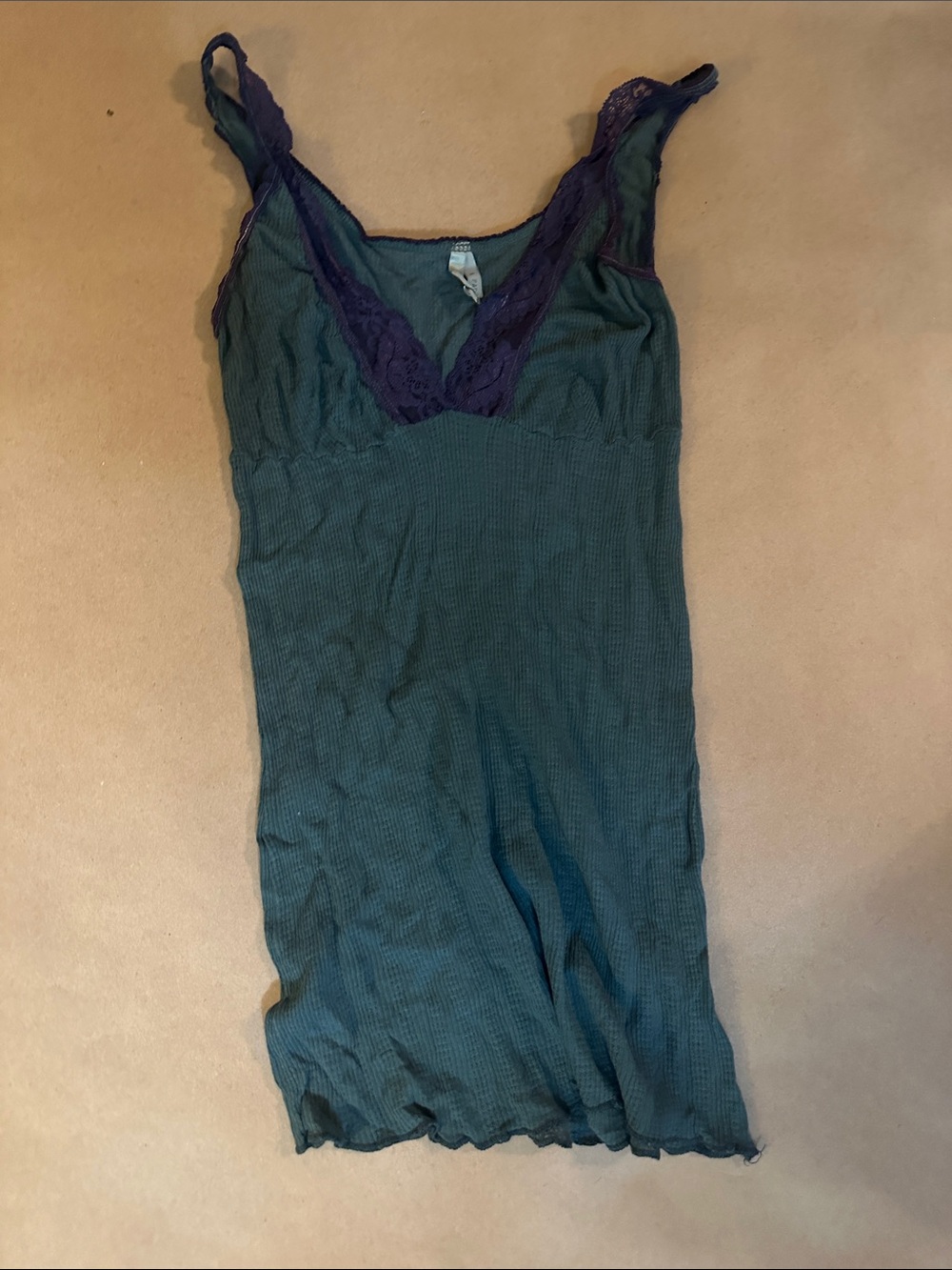 Sparkle & Fade Forest Green Tank with Purple Lace